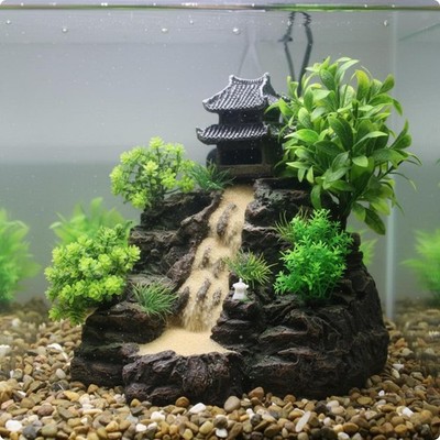 Aquatic Aquarium Waterfall Decoration Environmentally Friendly