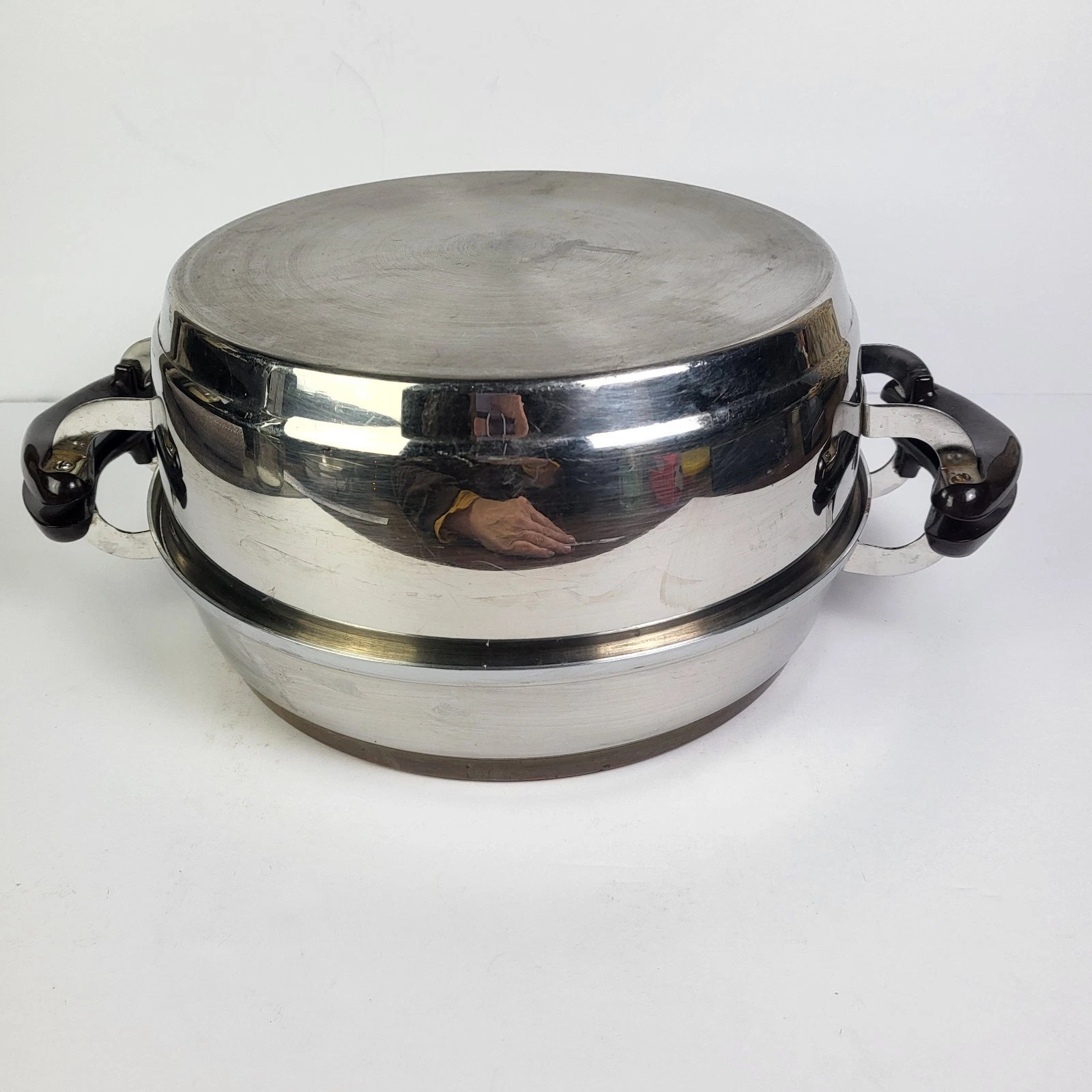 Presto Pride Copper Clad Bottom Stainless steel Egg Poacher with LID Vintage MCM