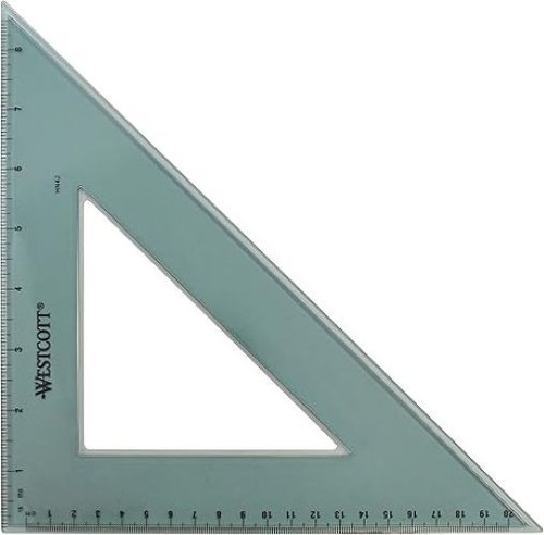 C-Thru 8" Triangle 45°/90° Beveled Edge Open Center Smoke Clear Office School - Picture 2 of 2