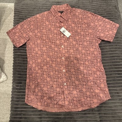 Michael Kors Slim Fit Men L Dusty Rose KORS Logo Short Sleeve Shirt  MSRP $89