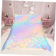 Juego de ropa de cama con estampado de leopardo arco ris, tama o gemelo Cyj7110