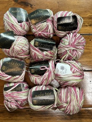 10+ Balls KARABELLA Mako Tape Cotton Yarn Variegated Cotton Blend 65 yd ea Pink