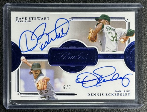 DAVE STEWART DENNIS ECKERSLEY 2021 PANINI FLAWLESS #DS-DD DUAL AUTO SAPPHIRE 6/7
