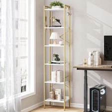 Bookshelf Book Shelf Industrial Bookcase W/ 2 Hooks Coner Shelf Storage