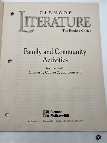 Glencoe Literature~Family and Community Activities Middle School~Readers A1 14 - Picture 2 of 5