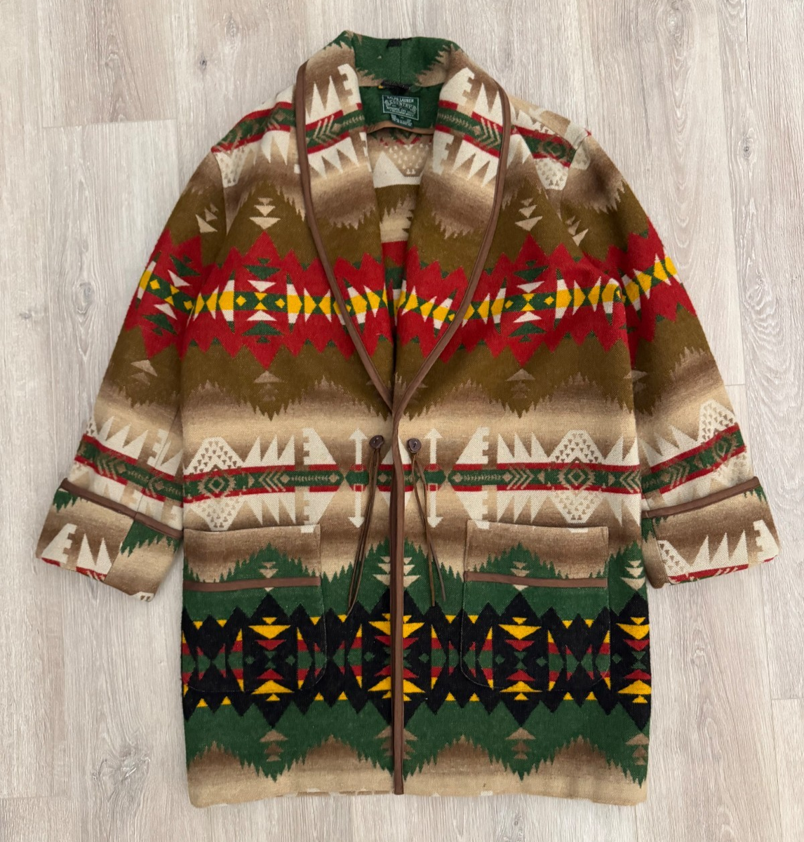 vintage Ralph Lauren Polo Country Southwestern Blanket Robe Coat M