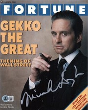 Michael Douglas Signed Auto Wall Street Fortune Replica Magazine Prop Photo BAS