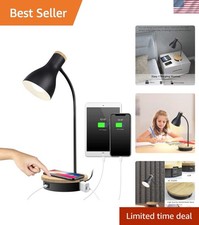 3-Way Dimmable Touch Desk Lamp with Fast Wireless Charging Flexible Gooseneck