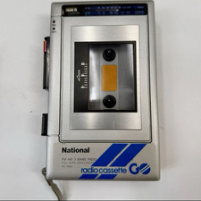 National RX-1900 AM/FM Radio Cassette Player, Headphone Jack, Silver/Black