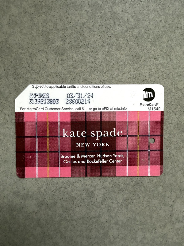 Kate Spade Special Edition NYC MTA Metrocard  - 2024 Collectable Card 