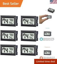 6 Pack Mini Digital Thermometers & Hygrometers for Home & Greenhouse Monitoring