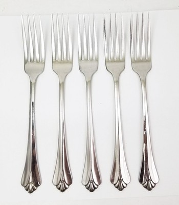 Oneida Community Stainless Royal Flute 5 Dinner Forks Free Ship