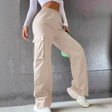 New Design Women's Cargo Pants, Summer High Waist Wide Leg Casual Trousers