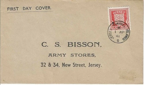 1941 (1 April) Jersey 1d Arms On Very Neat Bisson First Day Cover