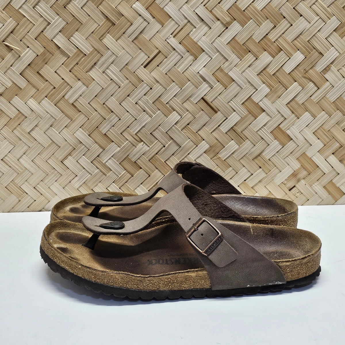 Birkenstock Gizeh Brown Oiled Leather Thong Flip Flop Slip On Sandals Size 42 Birkenstock Gizeh Braided Oiled Sandal in Cognac at Walking  main image 4