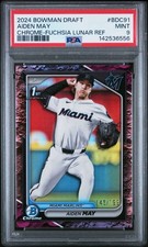 2024 Bowman Draft Chrome 1st Fuchsia Lunar 1st AIDEN MAY 145/199 Marlins PSA 9