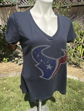 Houston Texans Rhinestone Women’s V-Neck Short Sleeve (multiple Sizes &Colors)