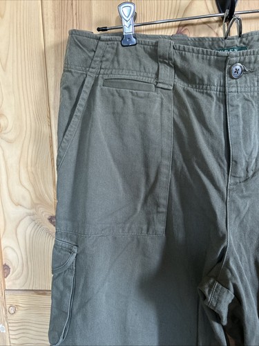 lauren ralph lauren 10 Cotton Rayon Army Green Cargo Crop Pant - Picture 3 of 8