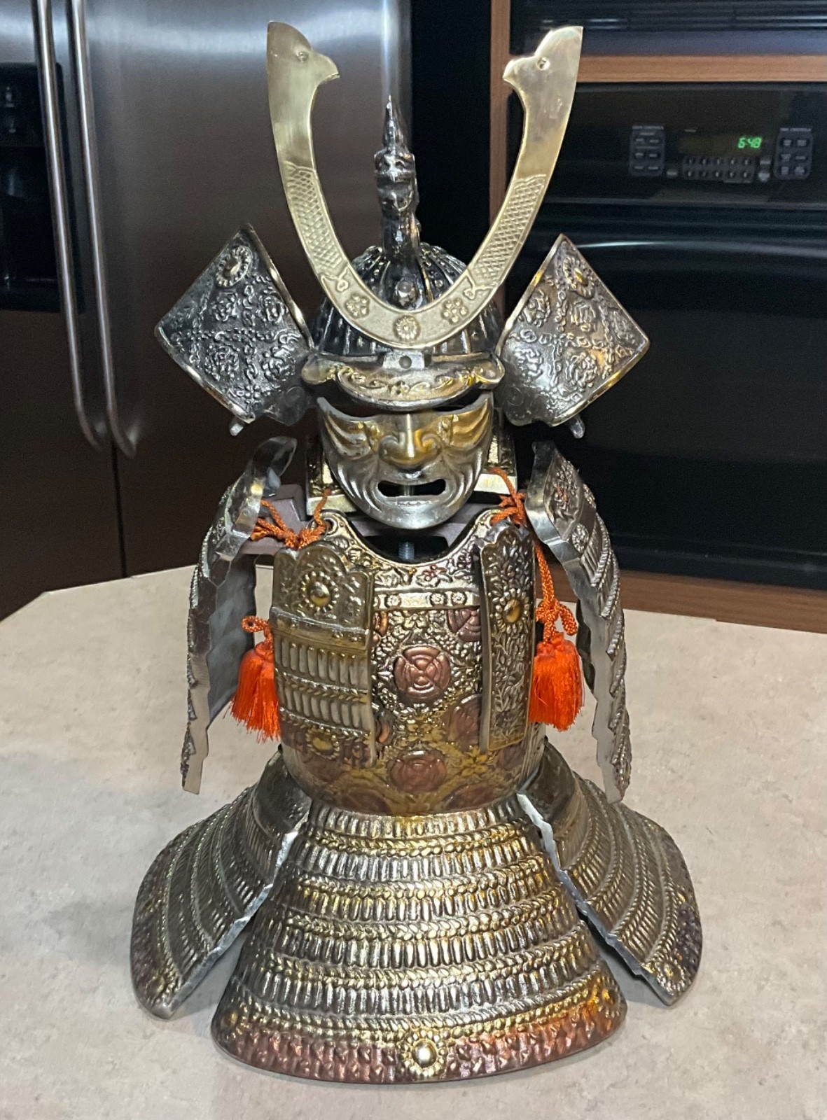 VTG-Japanese Metal Samurai Armor & Kabuto Helmet Menpō Mask Replica-O-Yoroi-RARE