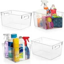 Clear Plastic Storage Bins with Lids - Airtight Food Containers for Pantry