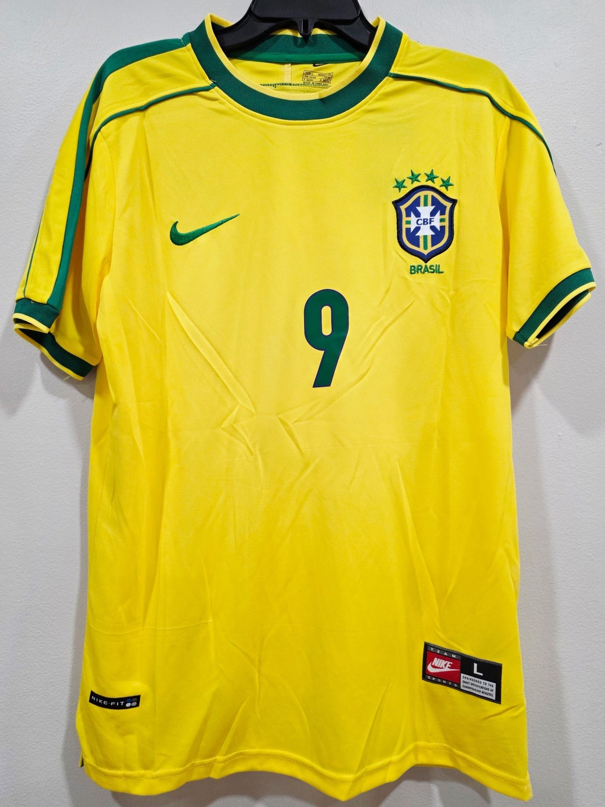 Retro 98 Brazil Jersey Iconic Ronaldo Size L