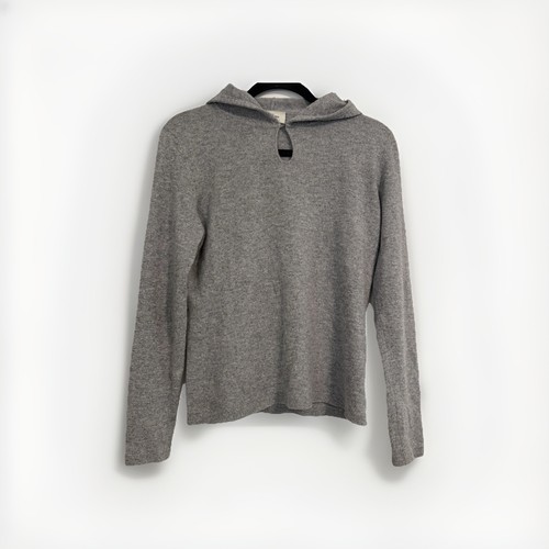 🧥 Neiman Marcus grauer Kaschmir Hoodie Pullover - Schlüsselloch Knopfleiste - Gr. S - Bild 1 von 11