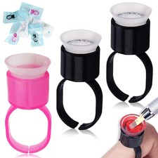 Tattoo Ink Ring Cups Microblading Pigment Glue Rings with Sponge Ink Cups Makeup