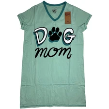 Lazy One S/M Night Shirt Nightgown Dog Mom Pajamas 1pc Teal Cotton Aqua NWT