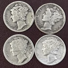 Lot of (4)-90% Silver  Mercury Dimes- 1939-P  1929-P & 1919-P         (P)