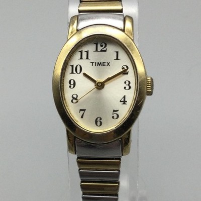 Timex Cavatina Womens Watch 18mm Silver Gold Tone Stretch Band 9B021 New Battery