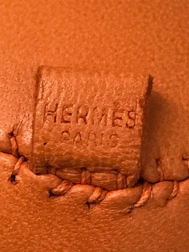 [Ex+ Authentic HERMES Orange Leather Baseball Ball Object - Picture 6 of 8