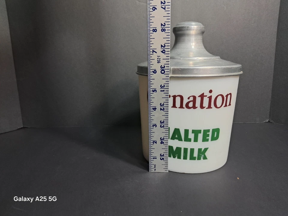 Tarro de leche malteada clavel original vintage tapa de aluminio RARO Foto 4 de 4