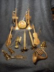 Vintage Gold Plastic Glass Candles Christmas Tree Decorations Instruments Angel