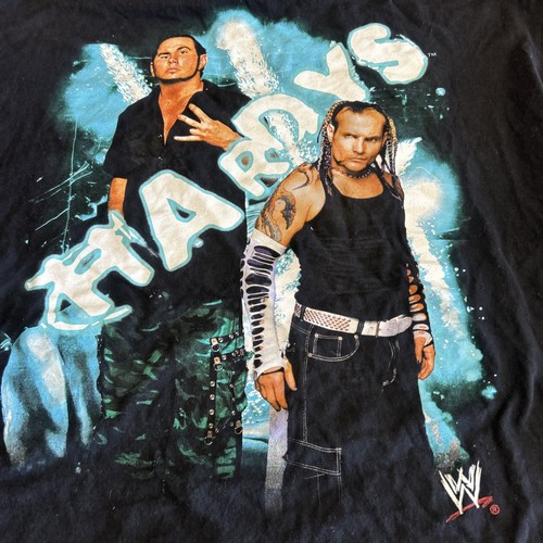 VTG Hardy Boys WWE WWF Tag Team Matt Jeff Faded Wrestling Black T-Shirt Size XXL - Picture 2 of 5