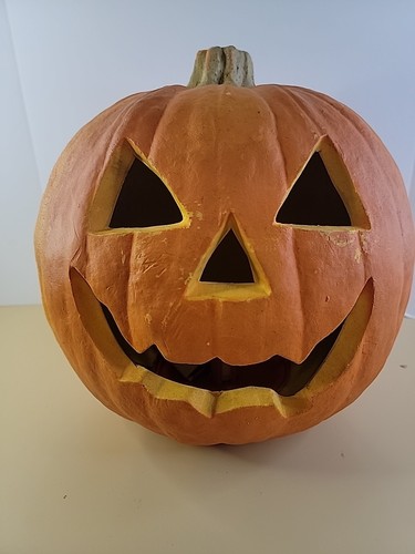 Vintage 1995 Trendmaster 10" Halloween Jack-O-Lantern Schaumstoff Blasform beleuchteter Kürbis - Bild 12 von 12
