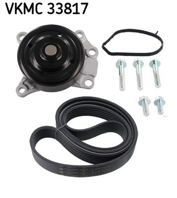 Cooling Water Pump + V-Ribbed Belt Kit SKF VKMC 33817 Fits Citroen Peugeot