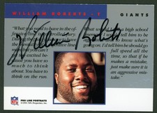 1991 Pro Line Portraits William Roberts - New York Giants Autograph