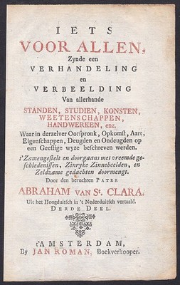 Abraham St. Clara Iets voor Allen Beruf profession Kupferstich engraving  192348
