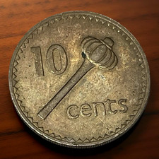 1969 Fiji 10 Cents KM 30 TONED World Coin Lot C10-89 First Year of Type TONING