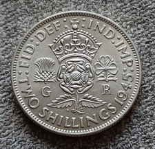 1945 King George VI Silver 50% Florin /Two Shillings Coin.  VERY GOOD CONDITION.