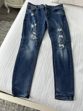 Express Women  s Jeans Size 8 Blue Distressed Denim Mid Rise Skinny Leg Stretch