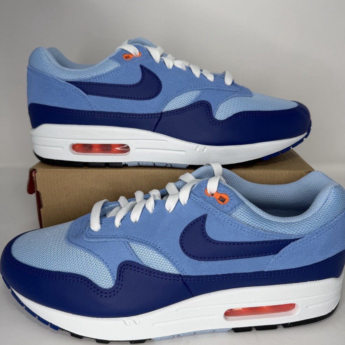 Nike Air Max 1 ESS 'Psychic Blue' Orange White Shoes Men's Sizes