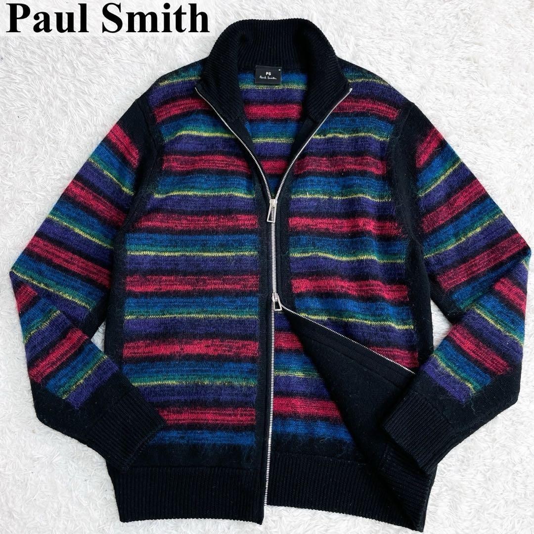 トップス Paul Smith Border Mohair Knit Paul Smith Multi-Border Zip-Up Knit Cardigan Size M, Mohair