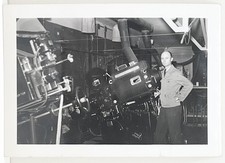 1940s Man with Movie Projectors Paramount Theatre Seattle Vintage Snapshot Photo