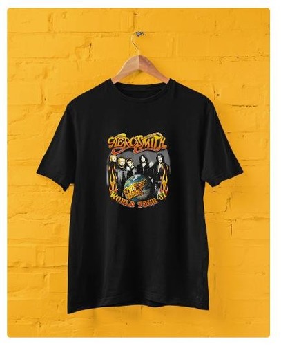 Aerosmith 70s Tour Vtg Black Tshirt Unisex Size Best Gift Birthday