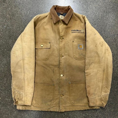 Vintage Carhartt C01 Brown Blanket Lined Chore Jacket (Size L)