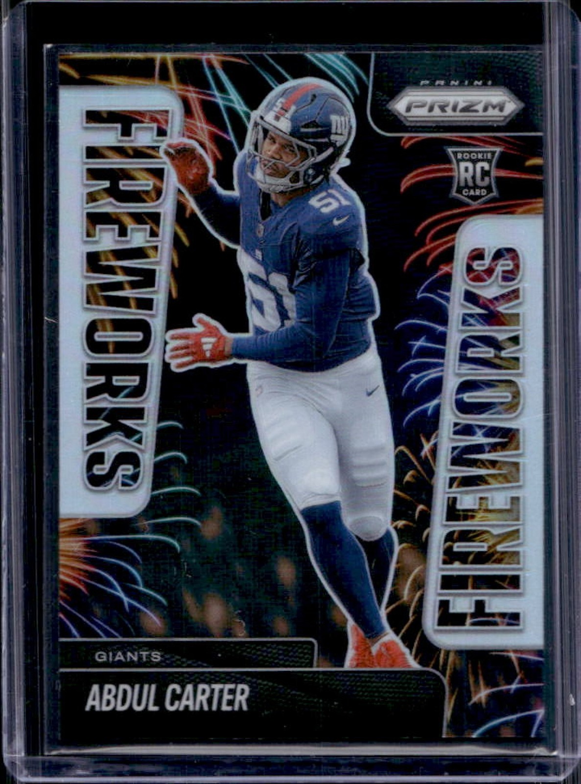 2025 Panini Prizm Abdul Carter Fireworks RC Silver Rookie #7 Giants