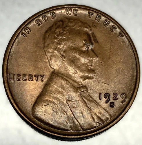 1929 -S Lincoln Cent Nice Original AU About Uncirculated Coin 2503