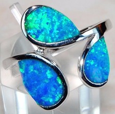 Australian Opal Inlay 925 Solid Genuine Sterling Silver Ring Sz 7 TD3