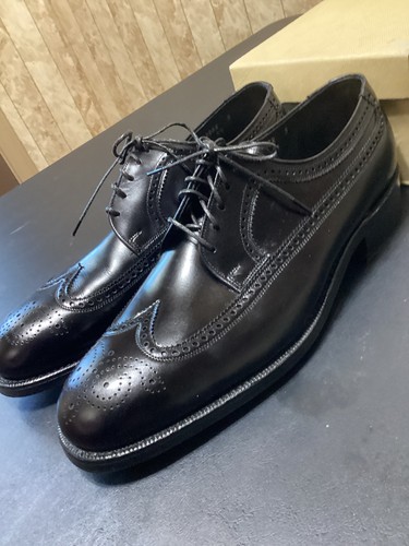 Vintage Florsheim Men’s Shoes NOS 20781 Albany Black Wingtip Sz 9B VERY NARROW - Picture 9 of 12